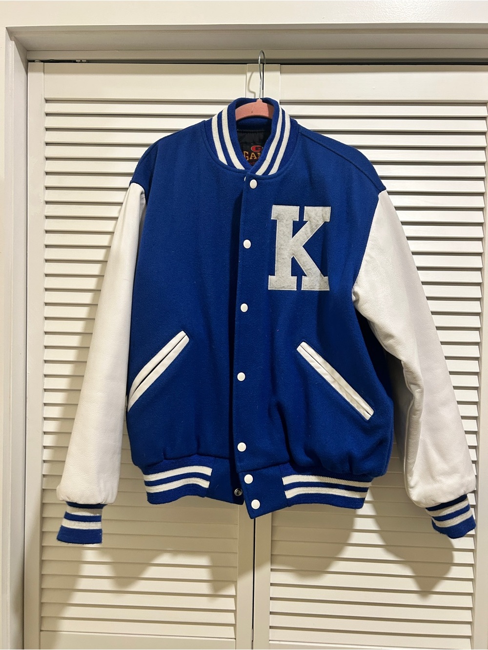 Blue and Letterman Jacket - K Patch